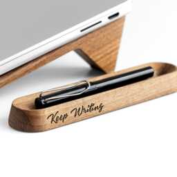 Engraved Pen Tray, Custom Holder, Walnut Pencil Gift For Boss Or Employers, Quote Gift, Wooden Rack - thumbnail 2