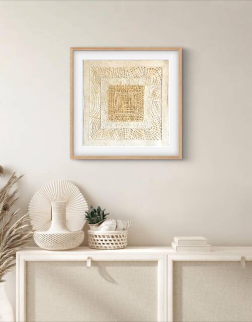 Handmade Mexican Amate Paper Wall Art - Medium 15.75x15.75 Modern - Unframed - image 1