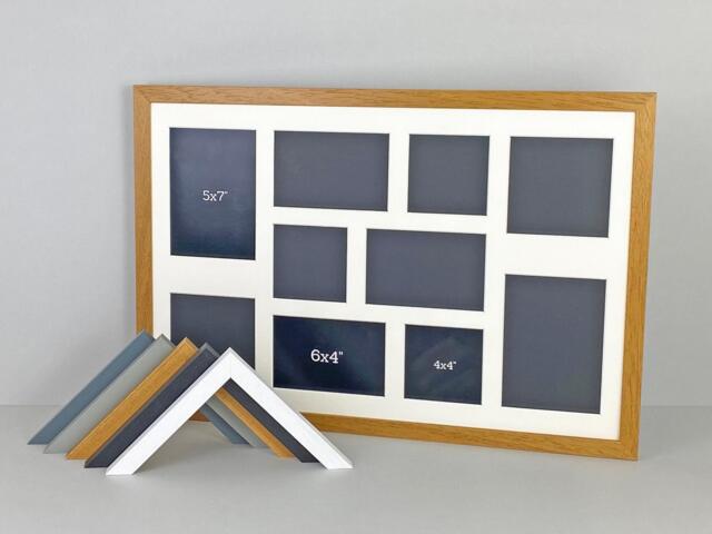 Multi Aperture Photo Frame. Holds 10 Mixed Sized Photos. 40x60cm. Wooden Collage Handmade in The Uk. Standard Size - image 1