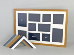 Multi Aperture Photo Frame. Holds 10 Mixed Sized Photos. 40x60cm. Wooden Collage Handmade in The Uk. Standard Size - thumbnail 1