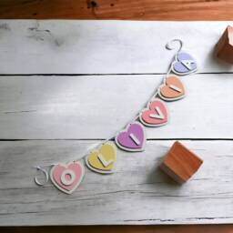 Personalised Pastel Heart Bunting Wood & Acrylic Nursery Decor