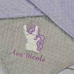 Unicorn Baby Blanket Personalized-Baby Purple Personalized-Lavender Girl Blanket-Unicorn Nursery Bedding - thumbnail 2