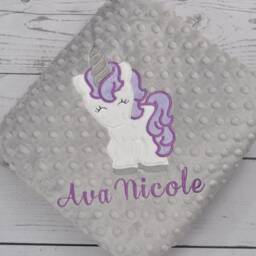 Unicorn Baby Blanket Personalized-Baby Purple Personalized-Lavender Girl Blanket-Unicorn Nursery Bedding - thumbnail 4