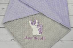 Unicorn Baby Blanket Personalized-Baby Purple Personalized-Lavender Girl Blanket-Unicorn Nursery Bedding