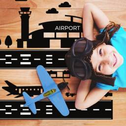 Floor Sticker Airport For Playroom, Nursery Floor Decals, Kids Wall Art, Childrens Decor - thumbnail 1