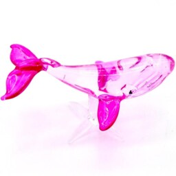Miniature Hand Blown Glass Whale Fish Little Animal Transparent Pink Figurine Tiny Statue Decoration Collectible Small Craft Painted Figure - thumbnail 2