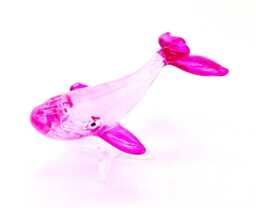 Miniature Hand Blown Glass Whale Fish Little Animal Transparent Pink Figurine Tiny Statue Decoration Collectible Small Craft Painted Figure - thumbnail 1
