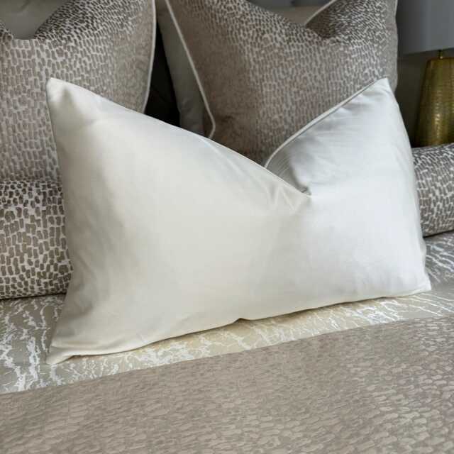 "Ivory Satin Luxury Cushion Cover, Throw Pillow Bed Cover 12"" X 20" - image 1