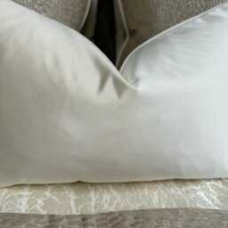 "Ivory Satin Luxury Cushion Cover, Throw Pillow Bed Cover 12"" X 20" - thumbnail 3