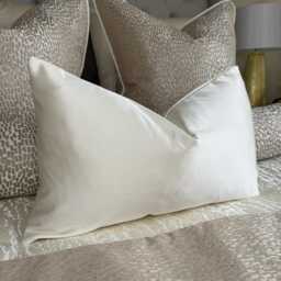 "Ivory Satin Luxury Cushion Cover, Throw Pillow Bed Cover 12"" X 20" - thumbnail 2