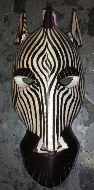 African Zebra Wooden Mask - image 1