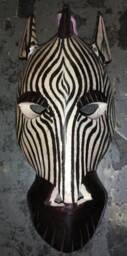 African Zebra Wooden Mask - thumbnail 1