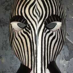 African Zebra Wooden Mask - thumbnail 2