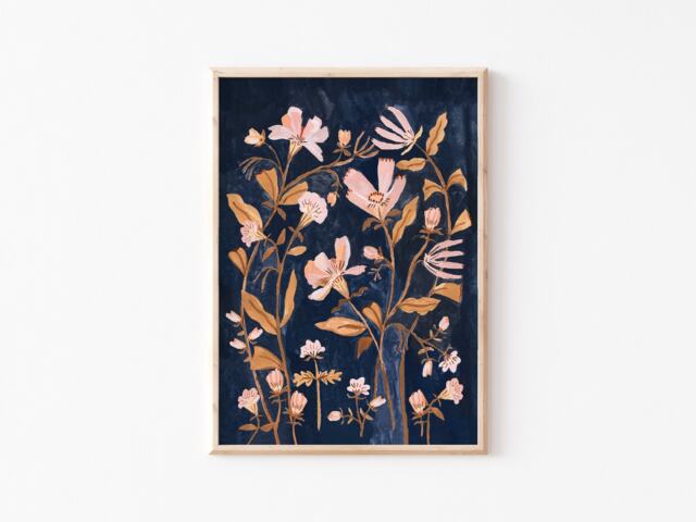 A3-A4-A5 -Folk Art Whimsical Print -Nature Print- Floral Illustration-Nursery Wall Art-Unframed Print-Botanical -Painterly - image 1