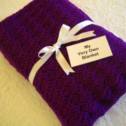 Egg Plant/ Aubergine Hand Crocheted Baby Blanket - thumbnail 2