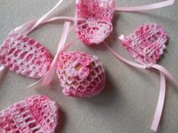 Crochet Easter Egg Cover, Set Of 5 Hand Crocheted Eggs Decoration Pink - thumbnail 1
