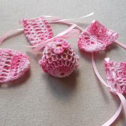 Crochet Easter Egg Cover, Set Of 5 Hand Crocheted Eggs Decoration Pink - thumbnail 2