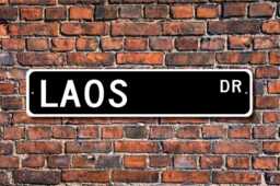 Laos Sign, Gift, Souvenir Keepsake, Wall Decor, Custom Street Quality Metal Sign - thumbnail 1