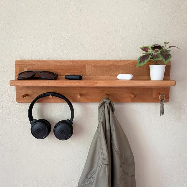 Coat Rack With Shelf, Wall Mount Rack, Entryway Organization - image 1