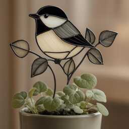 Bird Real Stained Glass Plant Stake - Handmade Garden Decor, Gift For Lovers Suncatcher - thumbnail 3