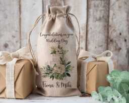 Personalised Bottle Bag, Wedding Bride & Groom Gift, Wine Champagne Day, Civil Ceremony, Anniversary - thumbnail 1