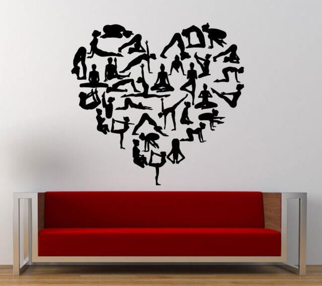 Love For Yoga Heart Shape All Positions Poses Of Wall Decal Sticker Vinyl Mural Leaving Bedroom Room Home Decor Free Shipping L361 - image 1