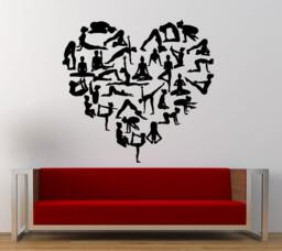 Love For Yoga Heart Shape All Positions Poses Of Wall Decal Sticker Vinyl Mural Leaving Bedroom Room Home Decor Free Shipping L361 - thumbnail 1