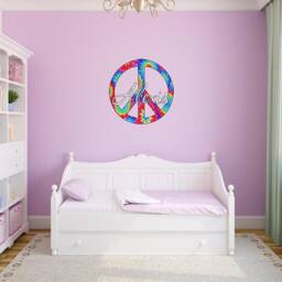 Custom Name Decal - Tie Dye Wall Art Decor Personalized Peace Sign Sticker Create Your Own Vwaq-Pc13 - thumbnail 1