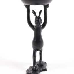 Black Aluminium Rabbit Tea Light Holder Modern Easter Decor - thumbnail 3