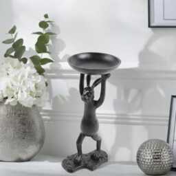 Black Aluminium Rabbit Tea Light Holder Modern Easter Decor - thumbnail 2