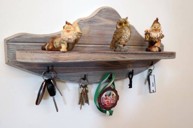 Hanging Rustic Shelf Wall Wood Key Holder Rustic Rack Floating Farmhouse Rustik Decorative Key - image 1