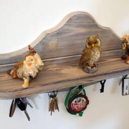 Hanging Rustic Shelf Wall Wood Key Holder Rustic Rack Floating Farmhouse Rustik Decorative Key - thumbnail 3
