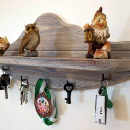 Hanging Rustic Shelf Wall Wood Key Holder Rustic Rack Floating Farmhouse Rustik Decorative Key - thumbnail 2