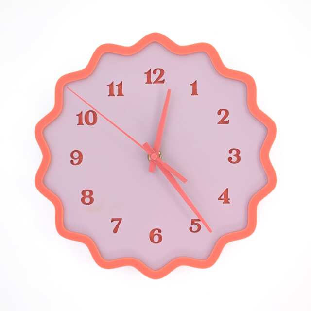 Fluted Geometric Acrylic Wall Clock With Numbers - Mauve & Melon - image 1
