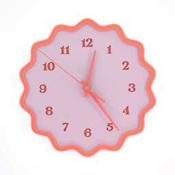 Fluted Geometric Acrylic Wall Clock With Numbers - Mauve & Melon