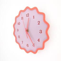 Fluted Geometric Acrylic Wall Clock With Numbers - Mauve & Melon - thumbnail 2
