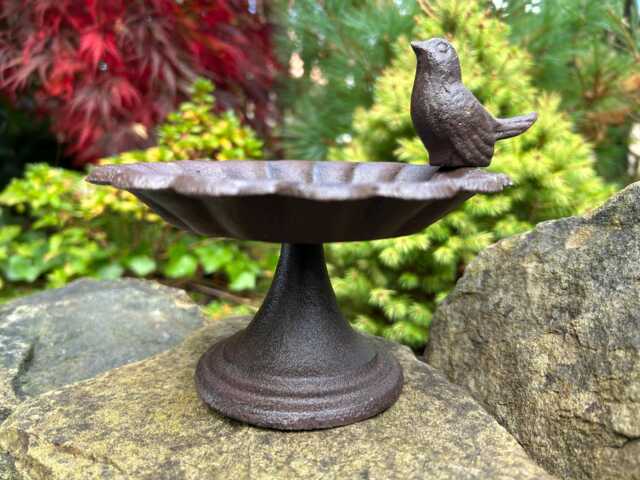Cast Iron Bird Bath Stand/Feeder Water Dish Table Tray Garden Decoration - image 1
