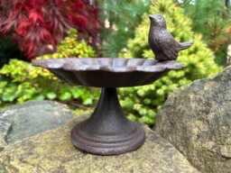 Cast Iron Bird Bath Stand/Feeder Water Dish Table Tray Garden Decoration - thumbnail 1