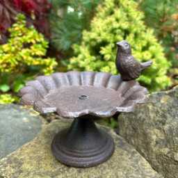 Cast Iron Bird Bath Stand/Feeder Water Dish Table Tray Garden Decoration - thumbnail 2