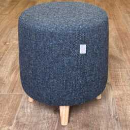 Charcoal Herringbone Harris Tweed Footstool With Tiny Wooden Legs - thumbnail 3
