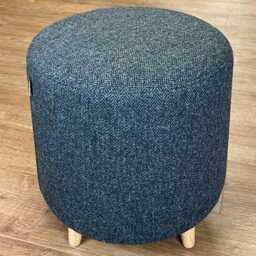 Charcoal Herringbone Harris Tweed Footstool With Tiny Wooden Legs - thumbnail 2