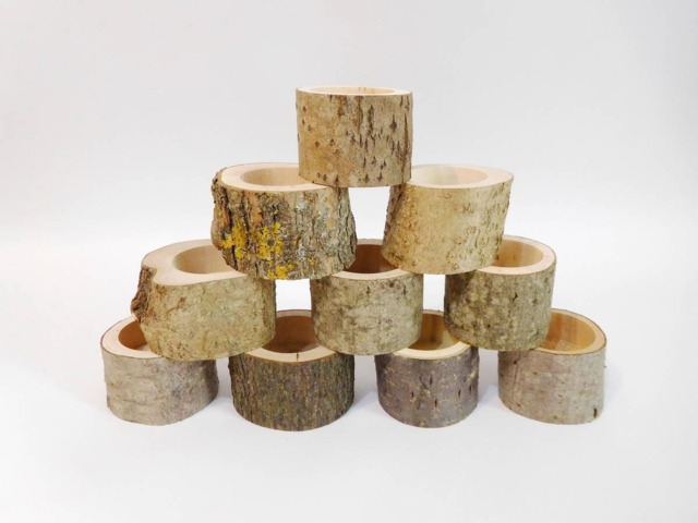 10 Mix Wood Tealight Holder, Log Candle Rustic Wood Home Decor, Wedding Decor - image 1