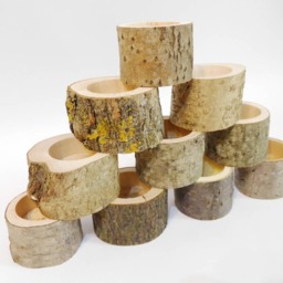 10 Mix Wood Tealight Holder, Log Candle Rustic Wood Home Decor, Wedding Decor - thumbnail 3