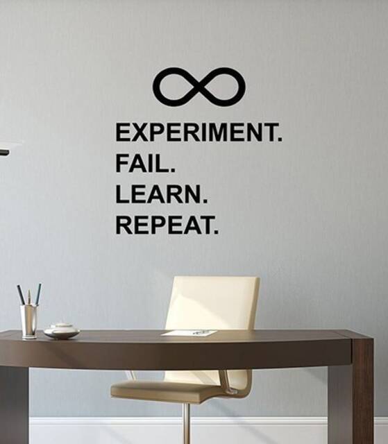 Experiment Fail Learn Repeat Science Wall Decal Vinyl Sticker Study Success Motivational Art Classroom Decor Education Poster 16Qs - image 1