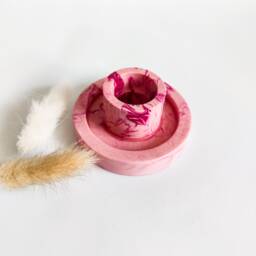 Handmade Pink Jesmonite Candlestick Holder, Aesthetic Room Decor