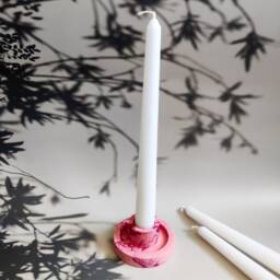 Pink Candlestick Holder, Marble Taper Candle Aesthetic Room Decor, Pink Home New Gift - thumbnail 2