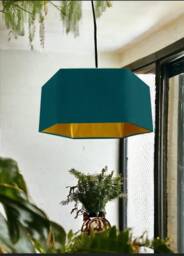 New Luxury Premium Quality Teal Hexagon Velvet Lamp Shade Pendant Light With Metallic Lining