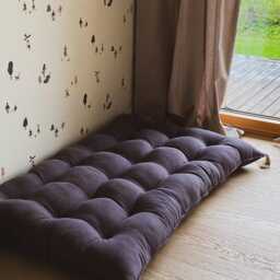 Linen Floor Cushion With Cotton Tassels Tufted Boho Floor Seating, Comfy Kids Pillow, Ships Fast From Eu - thumbnail 2