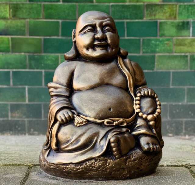 Smiling Buddha Figurine Concrete Sculpture Outdoor Statue Large Guardian Art Chinese Decoration Buddha Lover Gift - image 1
