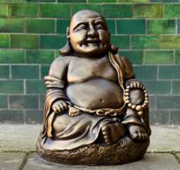Smiling Buddha Figurine Concrete Sculpture Outdoor Statue Large Guardian Art Chinese Decoration Buddha Lover Gift - thumbnail 1